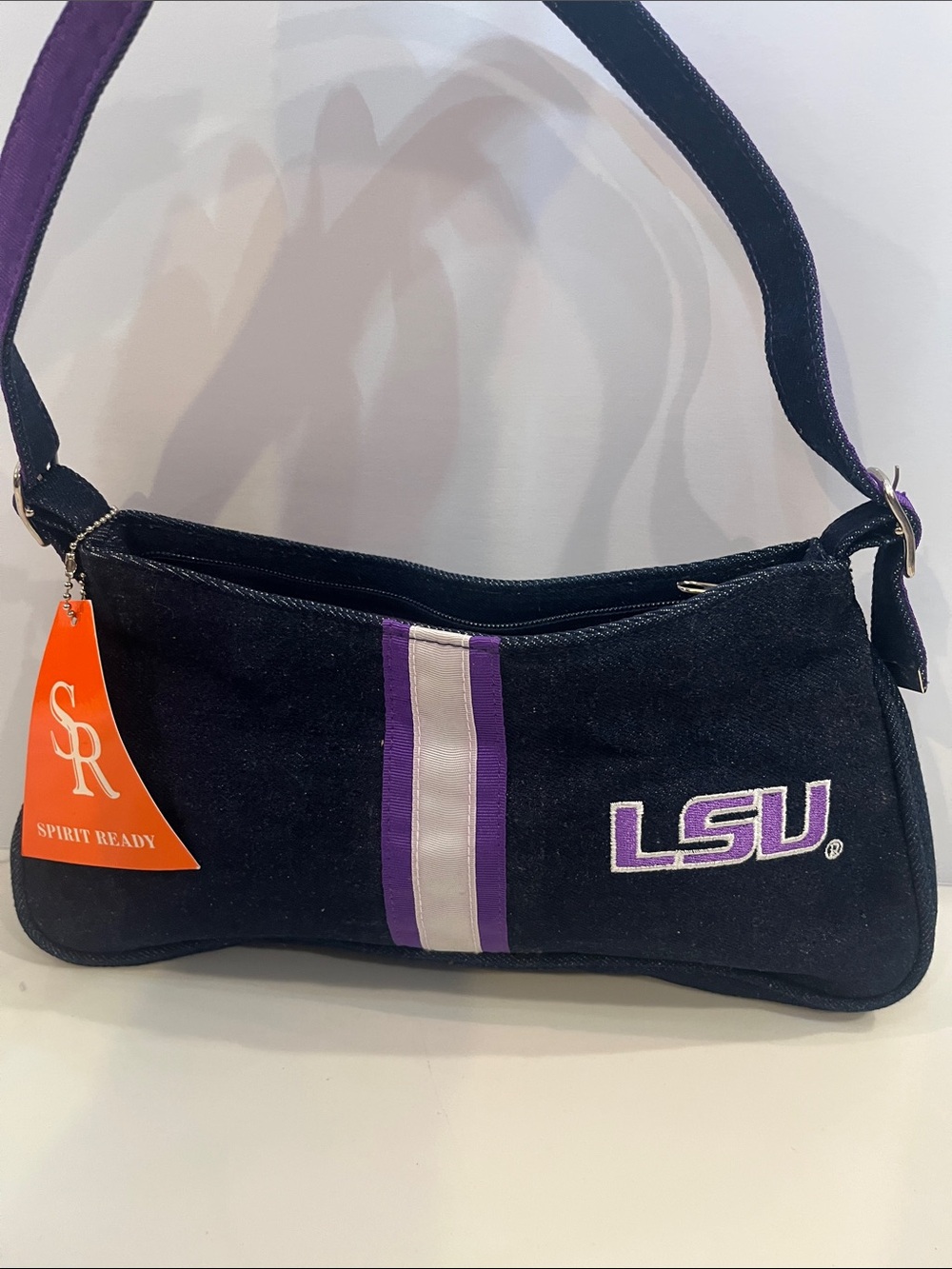 LSU Purple and Navy Blue Canvas Shoulder Bag. Spirit Ready.
